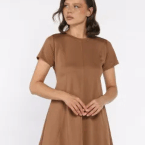 Bisiklet Yaka Kadın Mini Elbise Camel