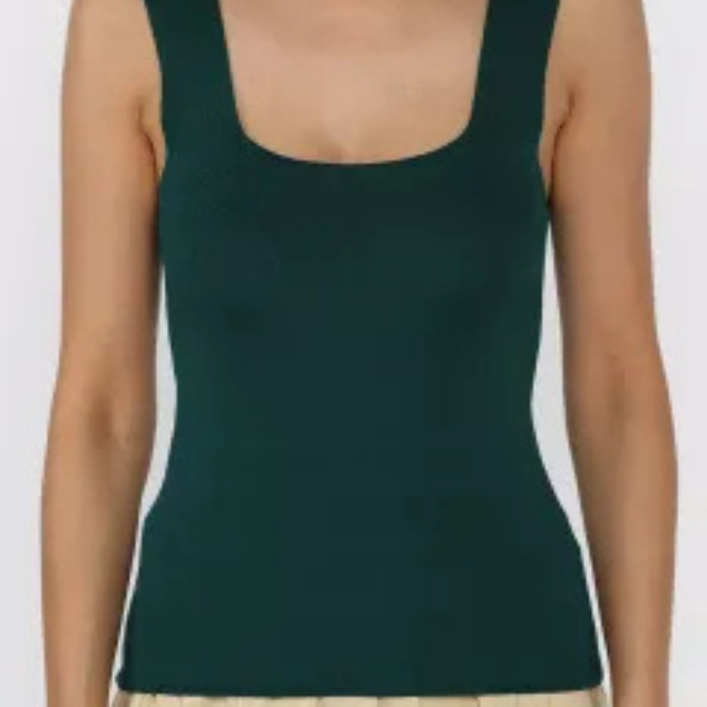 Kare Yaka Askılı Likralı Kadın Triko Bluz Zümrüt Yeşili - Görsel 6