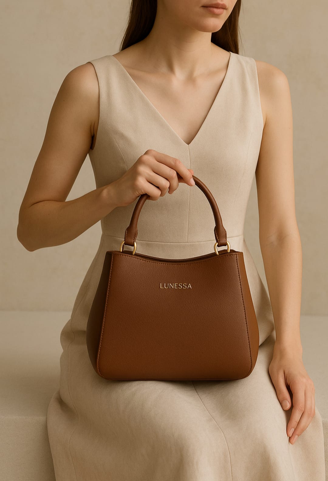 Lunessa Deri Kol Çantası kahverengi