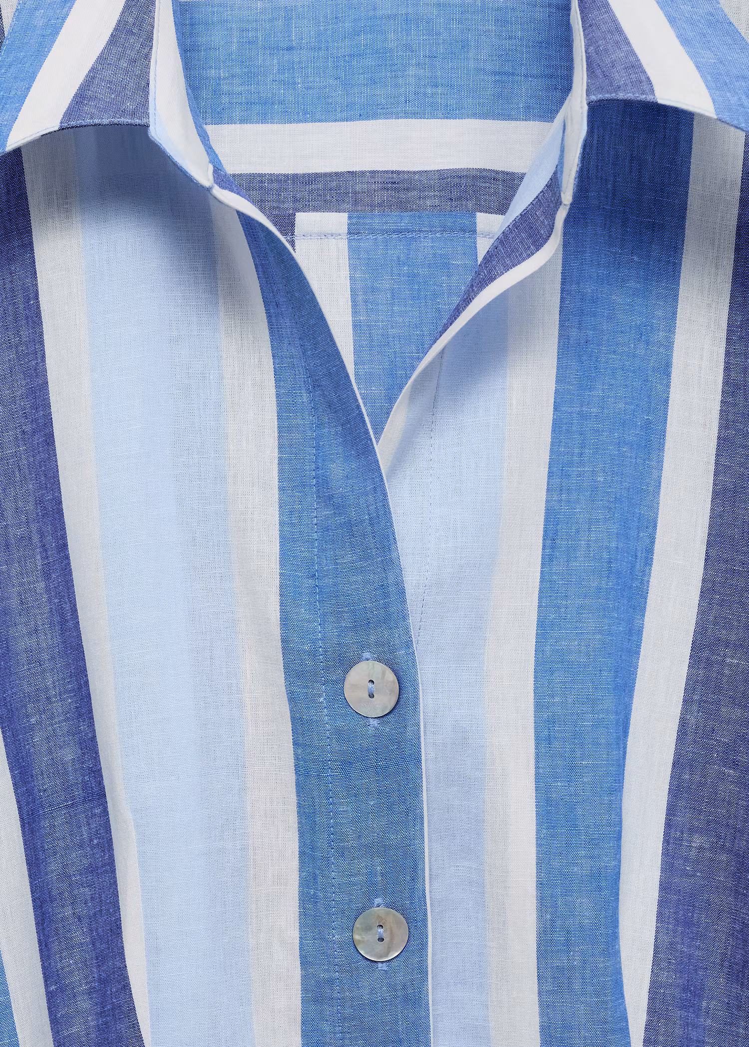 MANGO Kemerli Çizgili Keten Elbise - Görsel 6